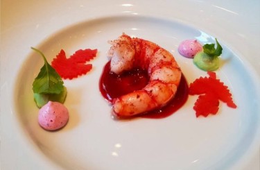 Mazara Garnele - Mazara Garnele, Rote Beete, Himbeer-Essig, Roter Pfeffer