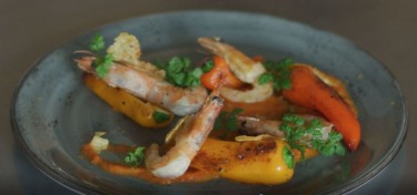 Fried Alpine Prawns - Combination of fried alpine prawns and fried mini pointed peppers
Chef: Lukas Pregenzer
Restaurant: Hotel Tirol