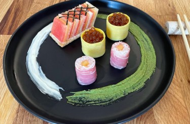 Sushi New - Sushi New: melon nigiri, parma maki, whiskey caviar
Restaurant: OPUS V