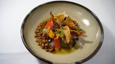 Pickled Hamachi - Pickled hamachi with roasted pumpkin and pickled radish
Chef: Norman Faust