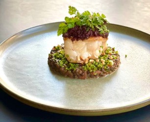 Roasted Monkfish - Roasted monkfish, boudin noir, spicy lentils, chives,
Chef: Kirill Kinfelt
Restaurants: Kinfelt's Kitchen & Wine