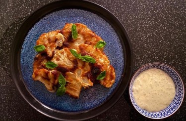 Cauliflower Miso - Cauliflower roasted in miso with Gorgonzola dip