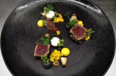 Tuna Wasabi - Tuna | Wasabi | Herb Stringlings | Mango
Chef: Christopher Korp
Restaurant: Steiner Hotelbetriebe GmbH & Co. KG