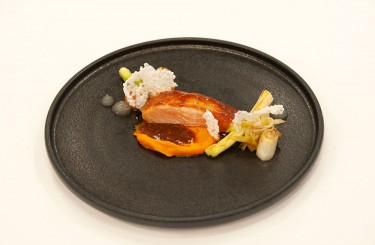 Salmon Fillet in Teriyaki - Salmon fillet in teriyaki, with sweet potato and young onion
Chef: Alexander Hettegger
Restaurant: DAS EDELWEISS