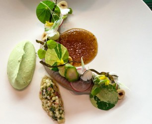Matjes - Maties ; soy-wasabi shoyu ; caponcini ; apple and onion chutney ; piedmont hazelnut
Chef: Christian Sturm-Willms
Restaurant: Yunico