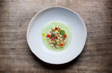 Char and Lemon Verbena - Char, lemon verbena, apple, nasturtium
Chef: Andreas Döllerer
Restaurant: Döllerer's world of pleasure