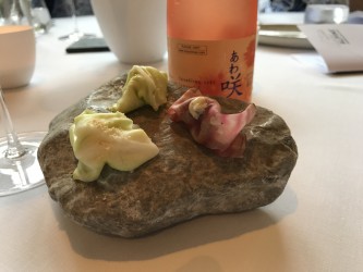 Vorspeisen Variation - Gesalzenes Kraut, Schotten & Hefe, Bergampfer, fermentierte Karotte & Fichtenwipfel ,Chioggia Rübe, Spanferkel & Senf