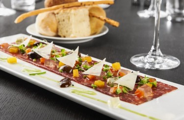 Wagyu Beef Carpaccio - Wagyu beef carpaccio with parmigiano cress and olives
Chef: David Bassan