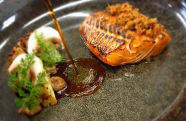 Seeforelle, Champignons - Seeforelle, Champignons, Wilder Blumenkohl, KaffeeX3