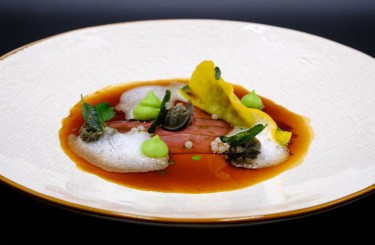 Rinderherz mit Schnecken - Rinderherz mit Schnecken, Shiitakeravioli und Schneckenkaviar