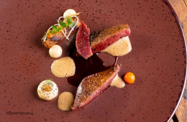 Pigeon grilled on the carcass - Pigeon grilled on the carcass - black salsify - miso